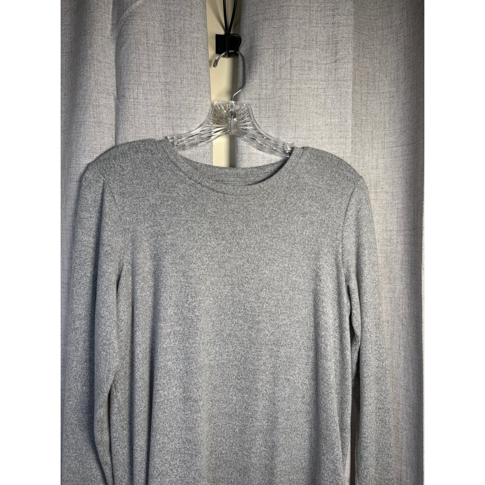 American Eagle Womens Grey Long Sleeve High Low Crew Neck Top Soft Knit Size M